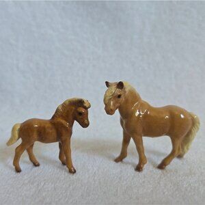 Vintage Hagen Renaker Shetland Stallion and Foal Horse Set